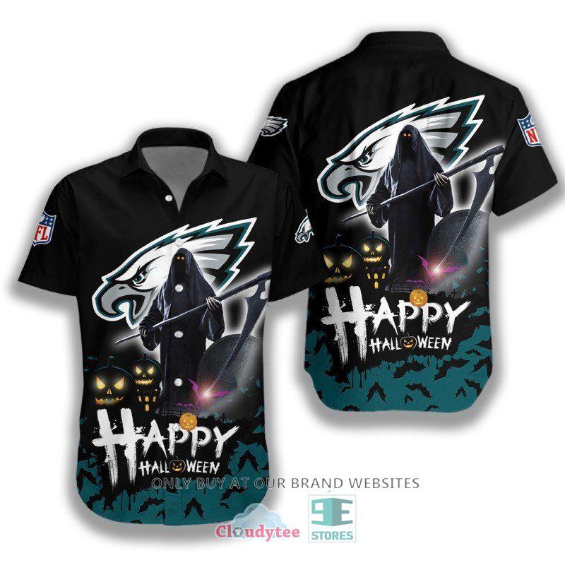 philadelphia eagles happy halloween hawaiian shirt