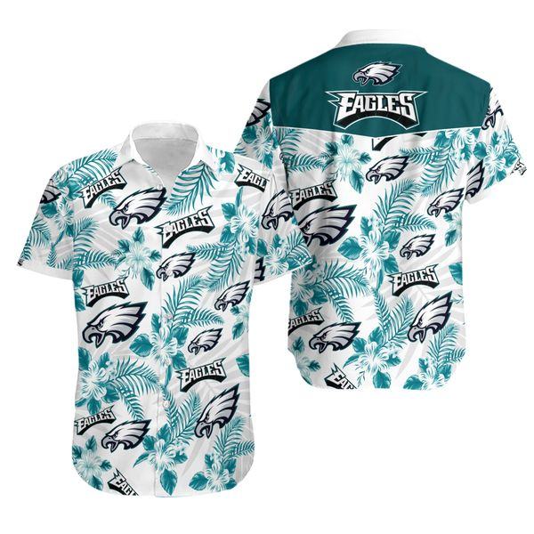 philadelphia eagles hibiscus paradise hawaiian shirt 7y81a