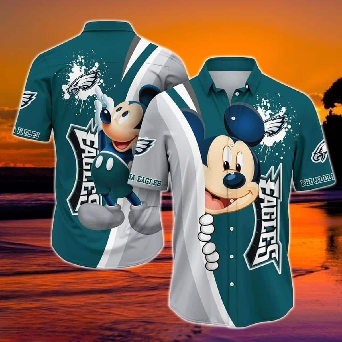 philadelphia eagles mickey celebration hawaiian shirt 42c9y