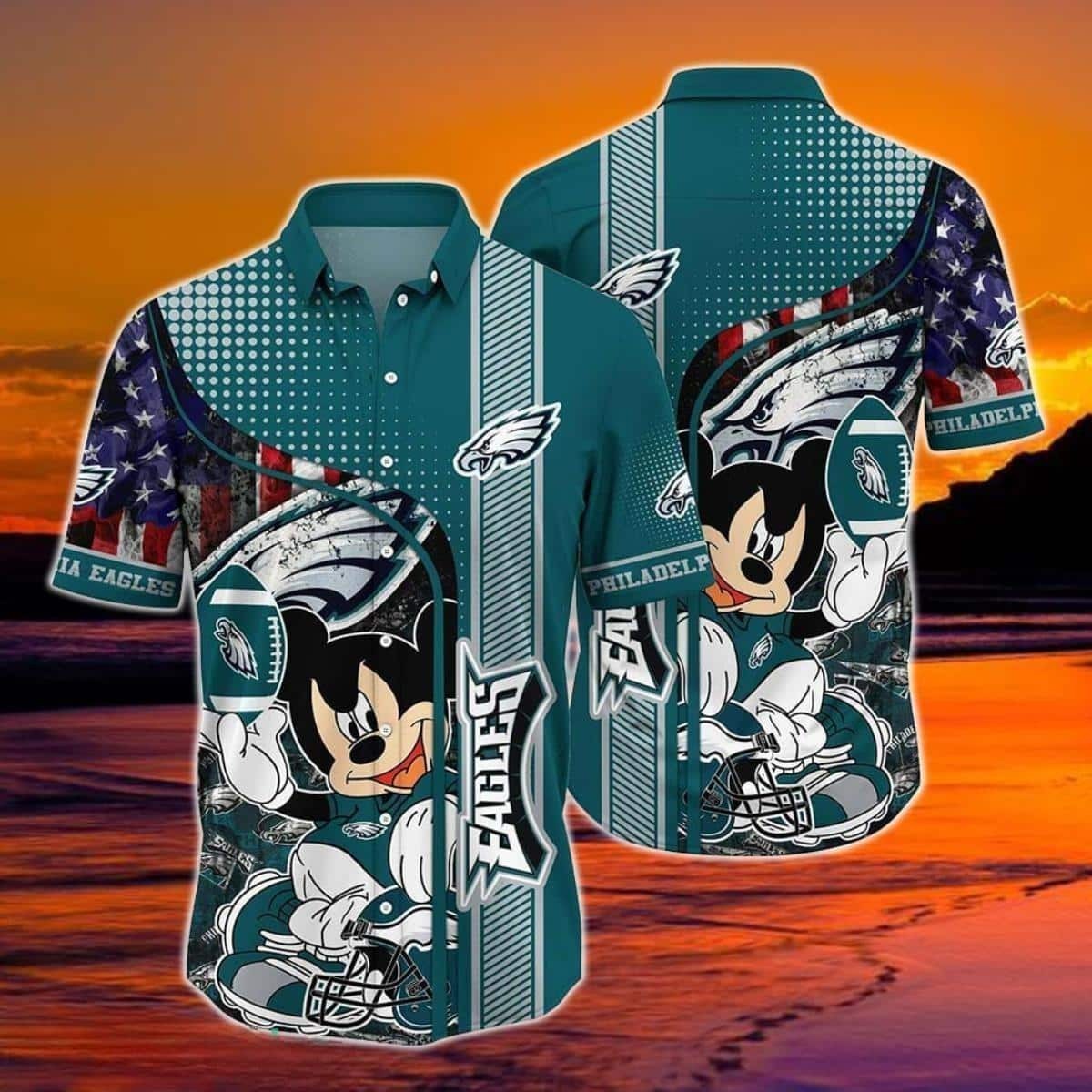 philadelphia eagles mickey gridiron hawaiian shirt ownpw