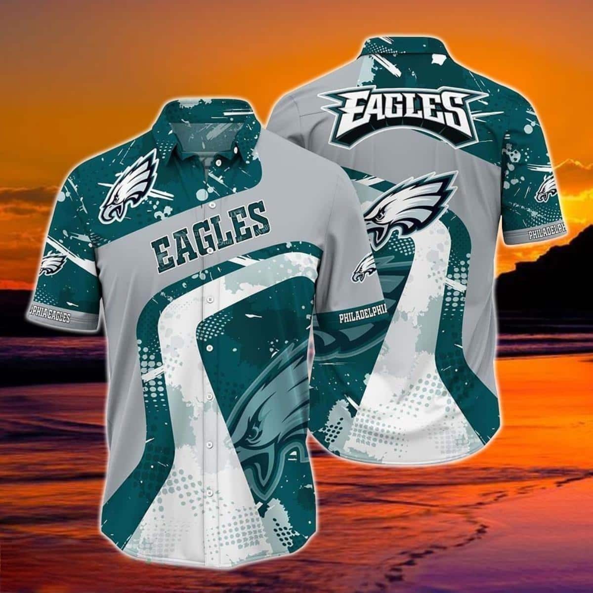 philadelphia eagles splatter wave hawaiian shirt wa4rr