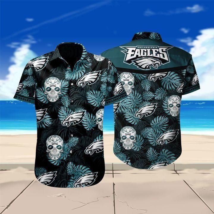 philadelphia eagles sugar skull tropical hawaiian shirt bpgj0