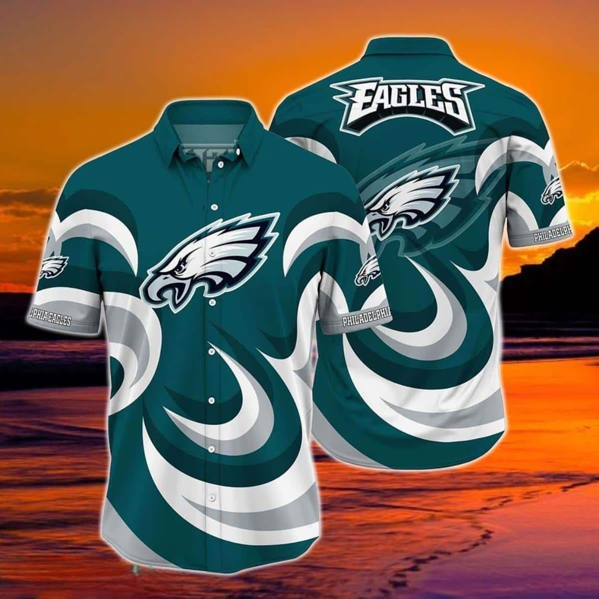 philadelphia eagles swirling victory hawaiian shirt 2nz34