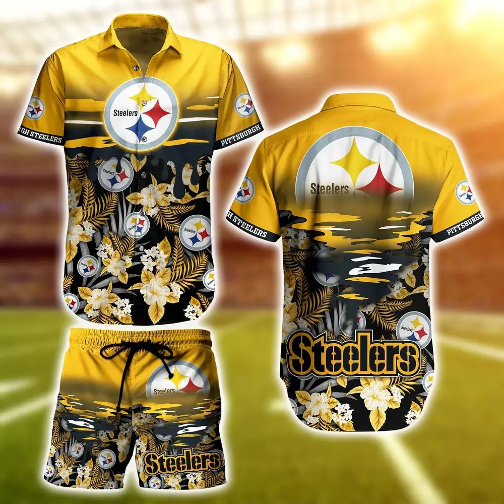 pittsburgh steelers floral oasis hawaiian shirt