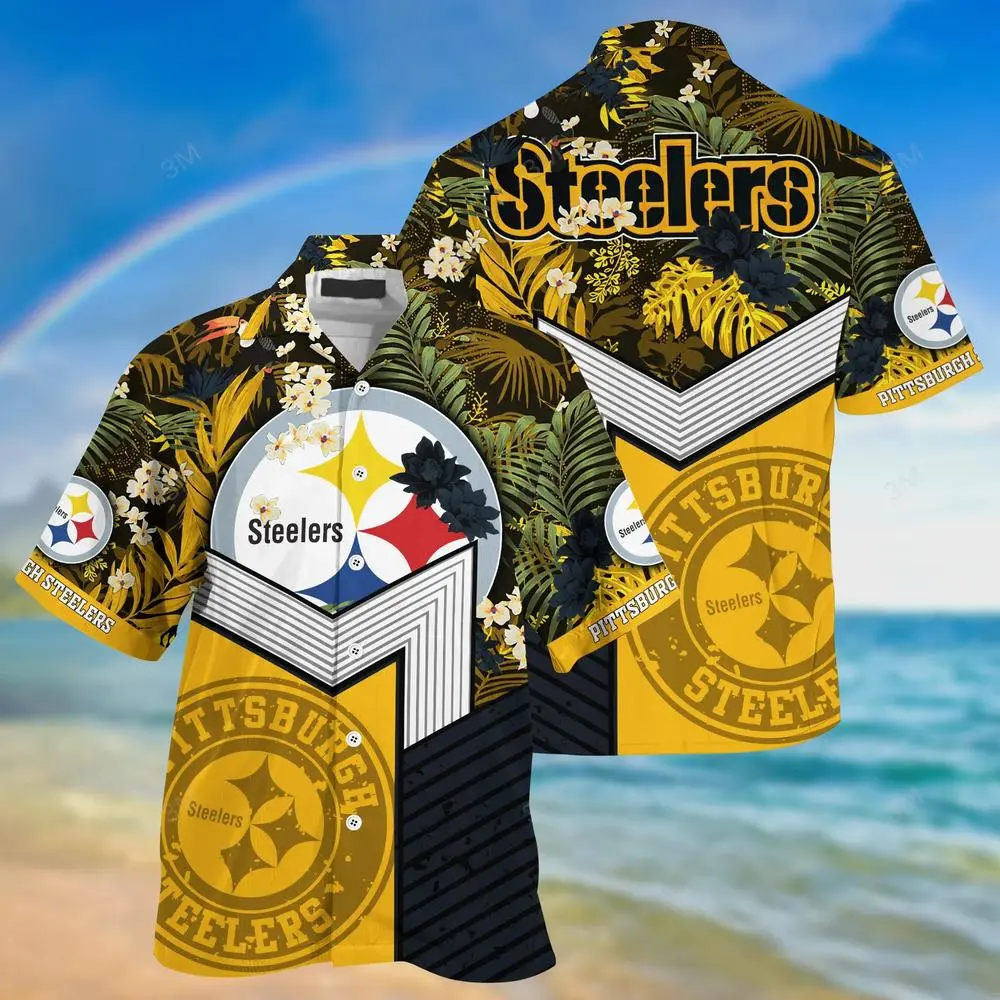 pittsburgh steelers jungle bloom hawaiian shirt hpess