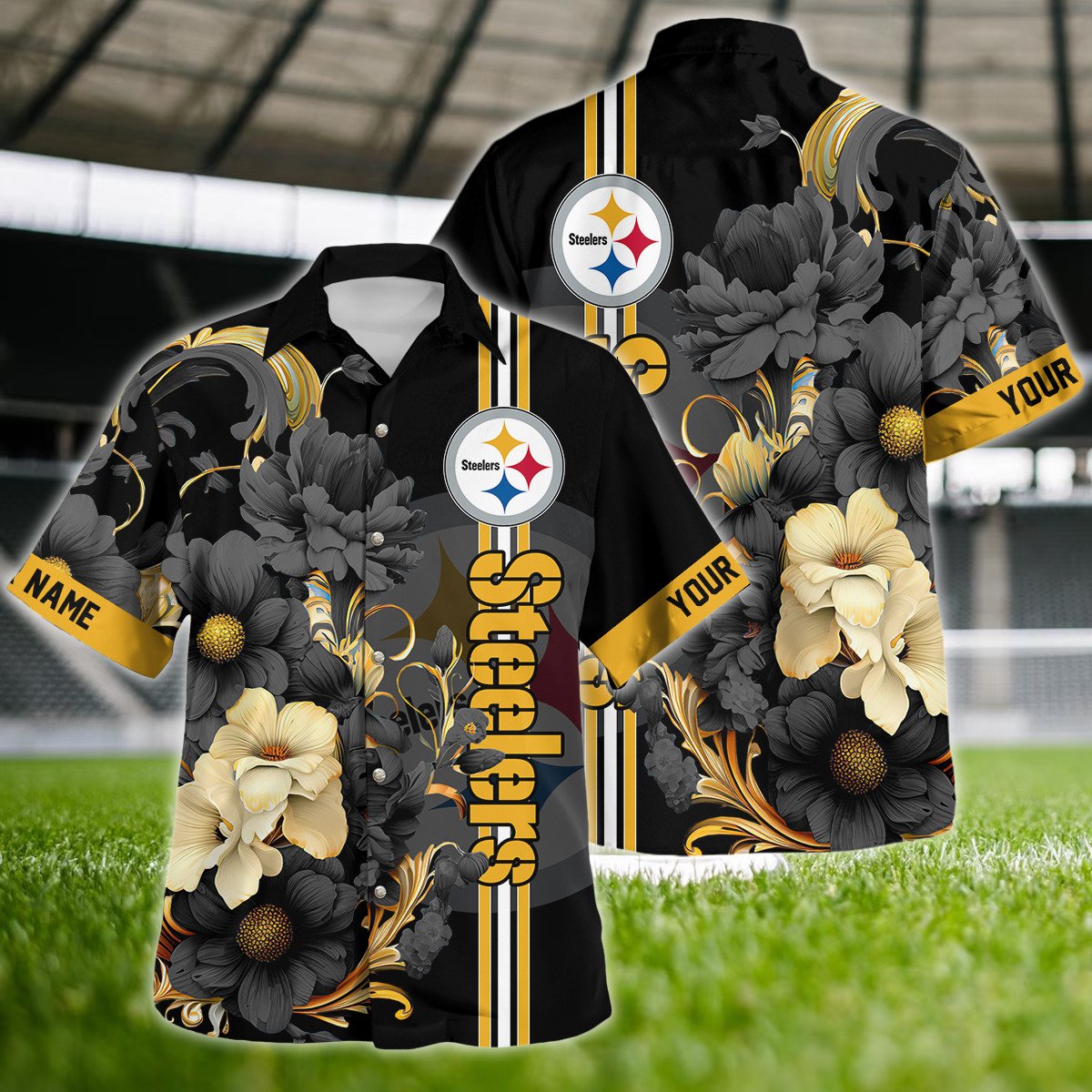 pittsburgh steelers luxe bloom hawaiian shirt kqsc1