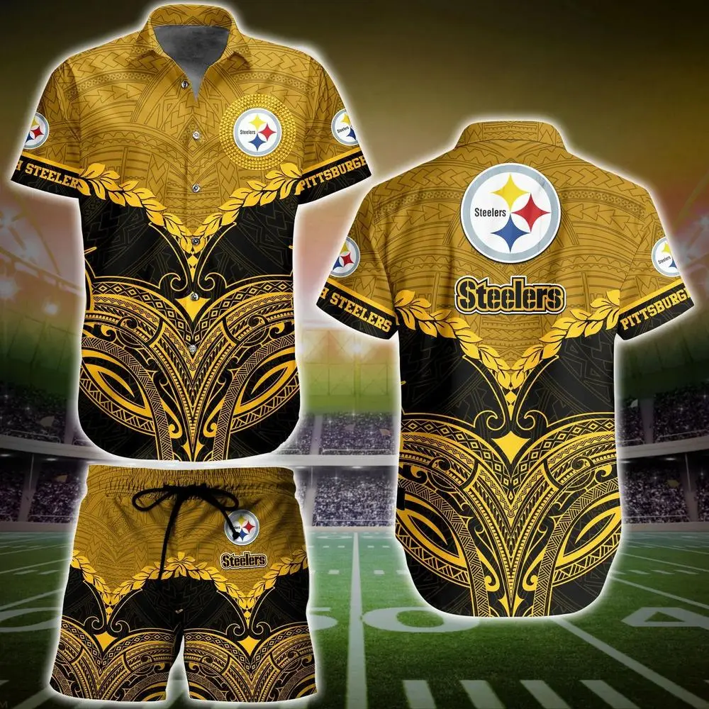 pittsburgh steelers tribal majesty hawaiian shirt