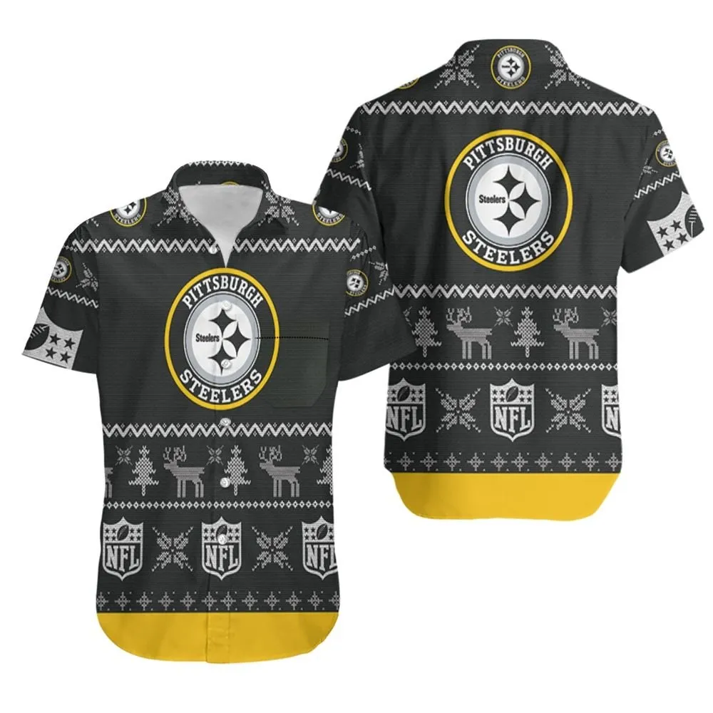 pittsburgh steelers winter knit hawaiian shirt fpgrt