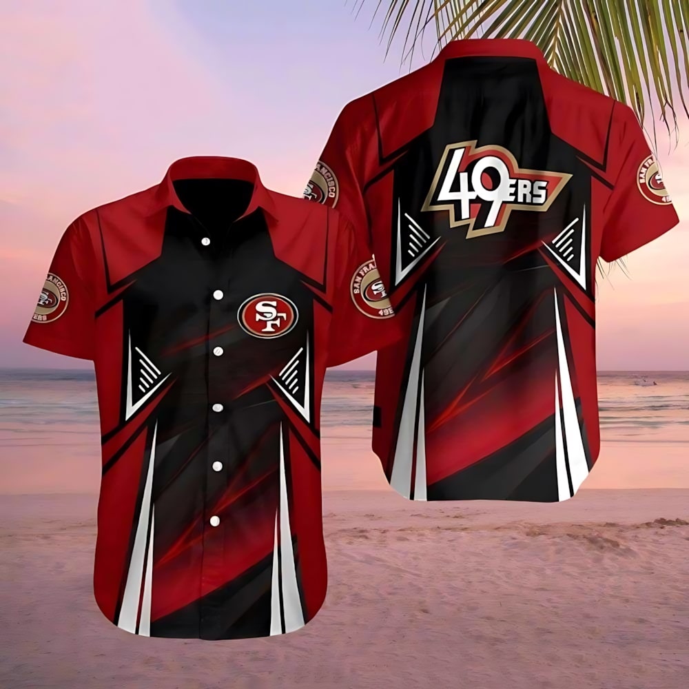 san francisco 49ers dynamic play red black hawaiian shirt ize5d