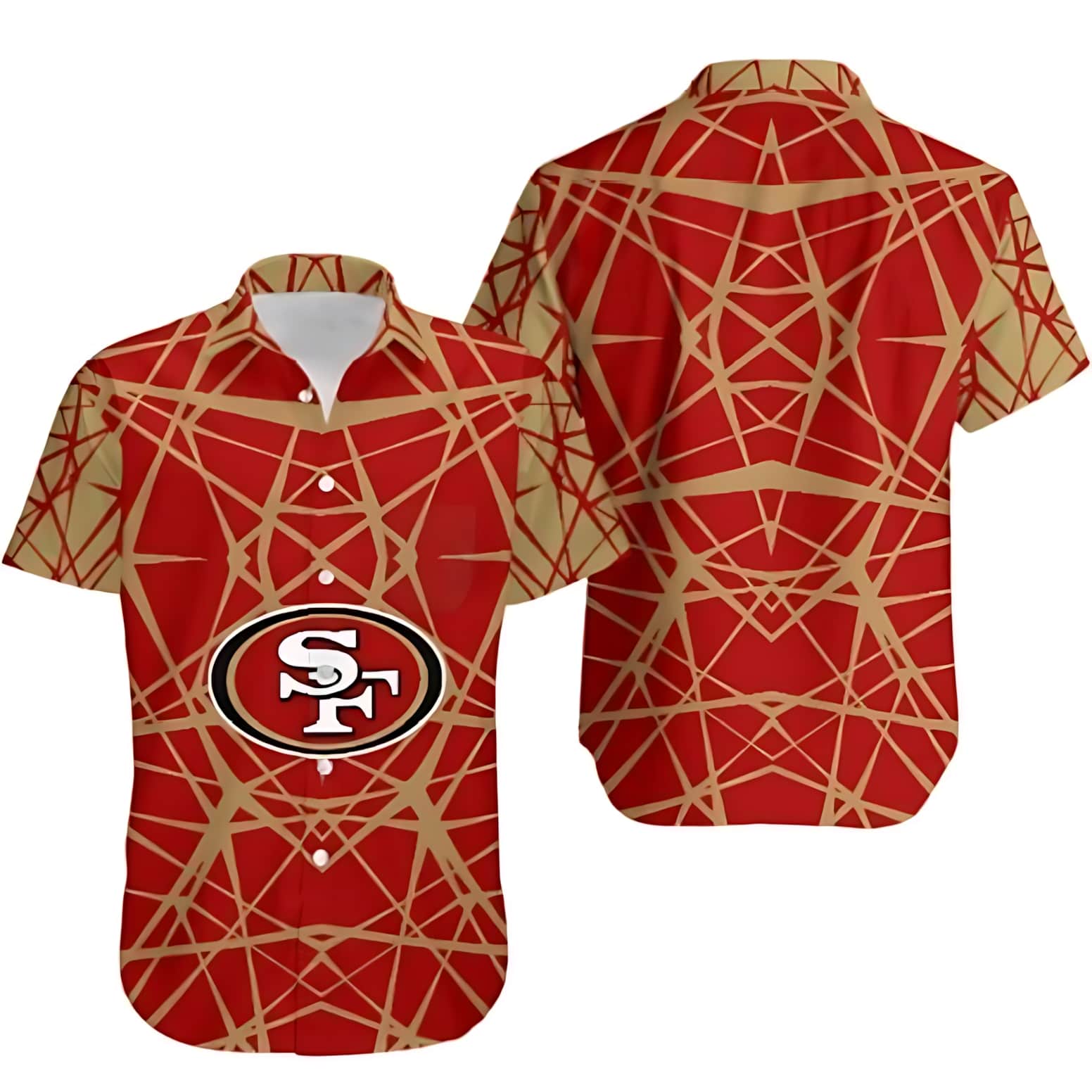 san francisco 49ers geometric grid hawaiian shirt 2z68j