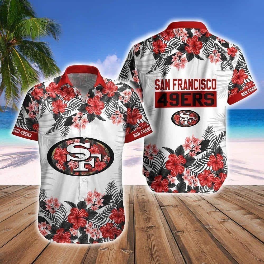 san francisco 49ers hibiscus paradise hawaiian shirt dv9rf