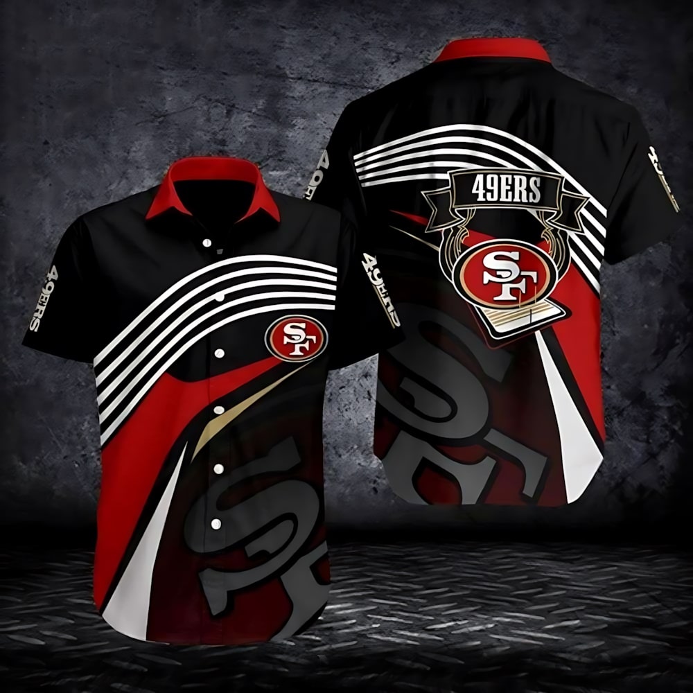 san francisco 49ers modern waves hawaiian shirt 804go