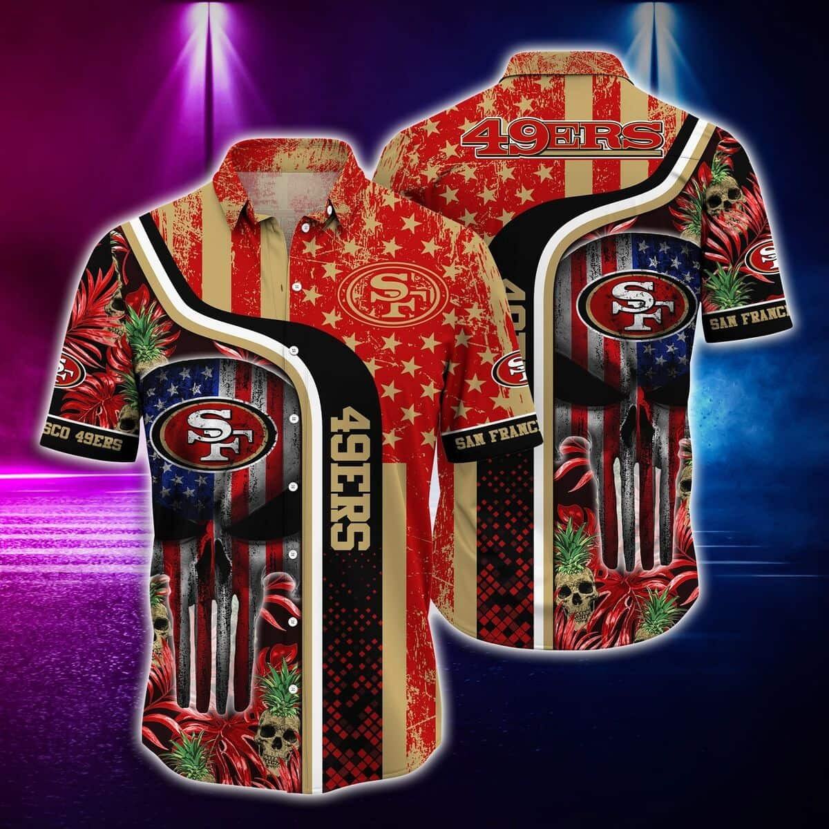 san francisco 49ers skull us flag hawaiian shirt y8jok