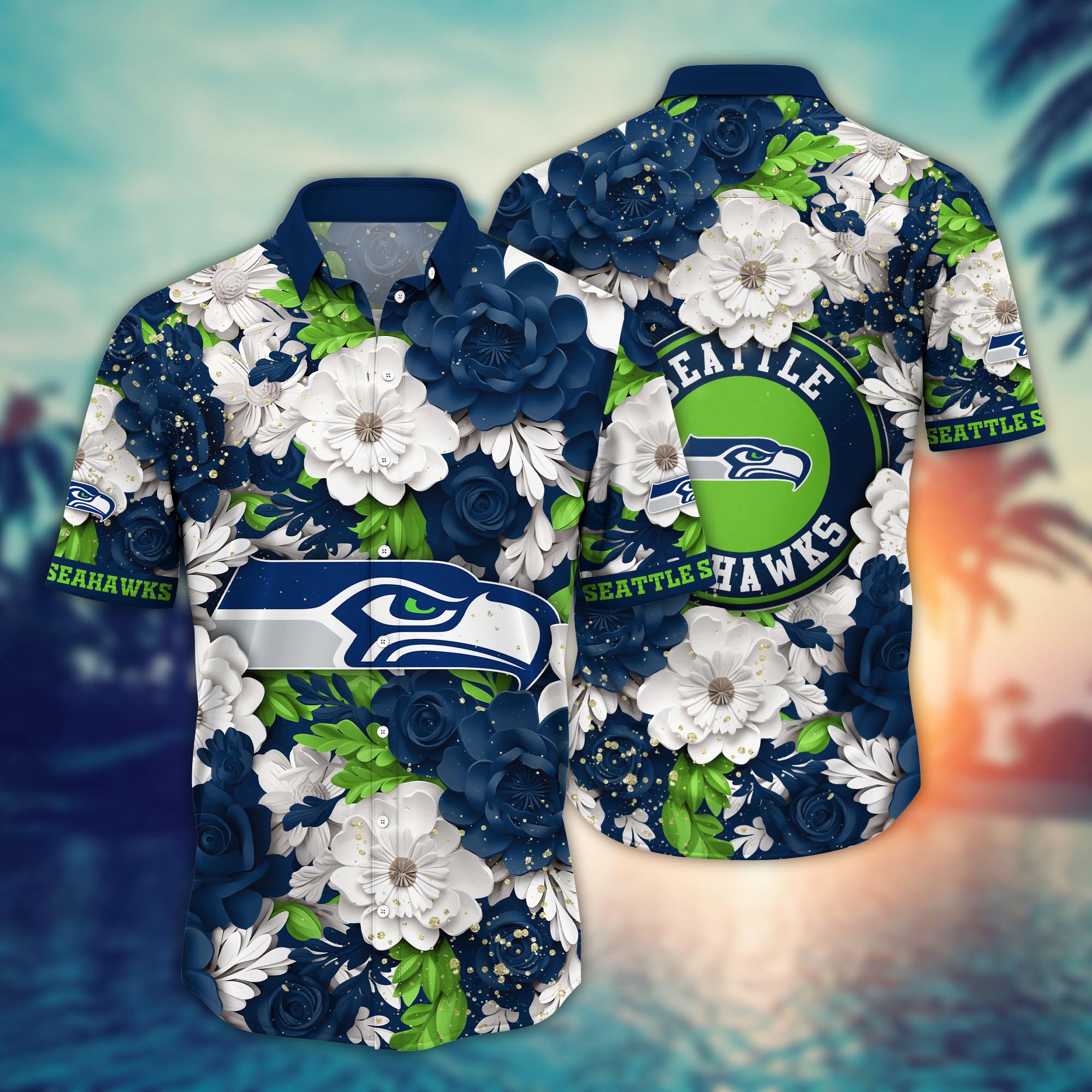 seattle seahawks blooming glory hawaiian shirt p4lo7