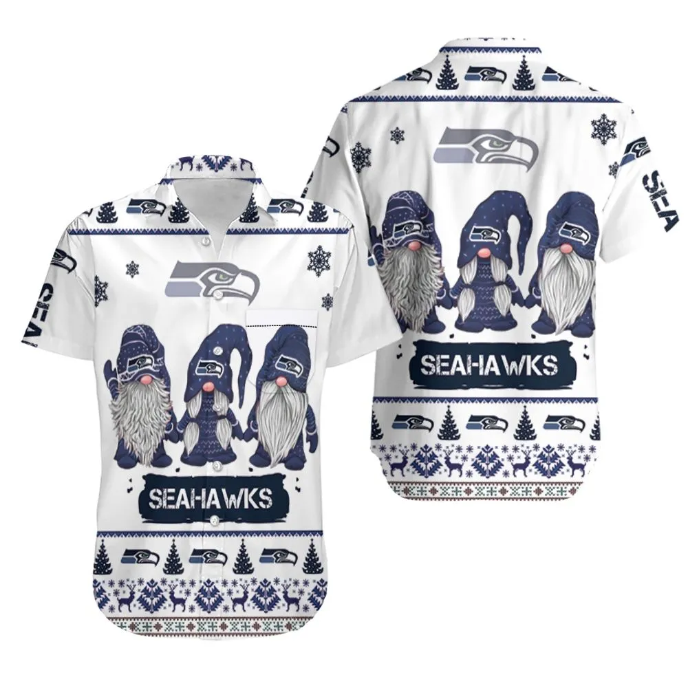 seattle seahawks festive gnome hawaiian shirt