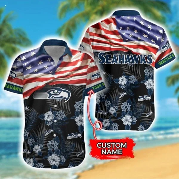 seattle seahawks patriotic bloom hawaiian shirt m9p8y