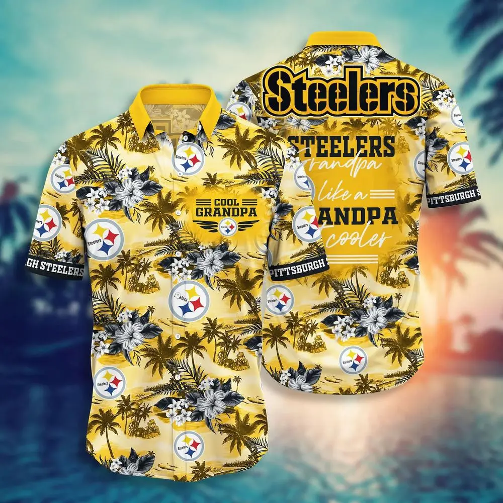 steelers cool grandpa tropical hawaiian shirt q064z