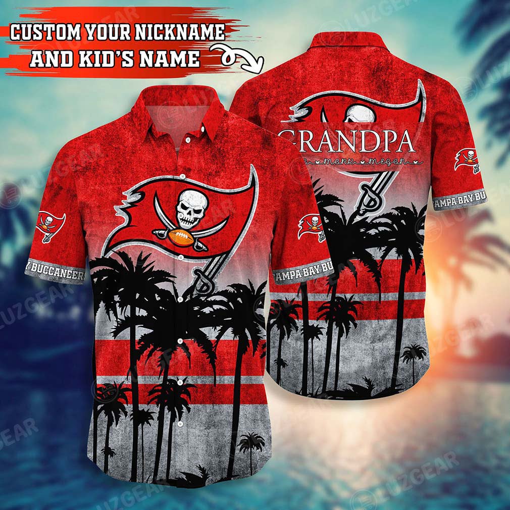 tampa bay buccaneers grandpa with kids name hawaiian shirt lsrag