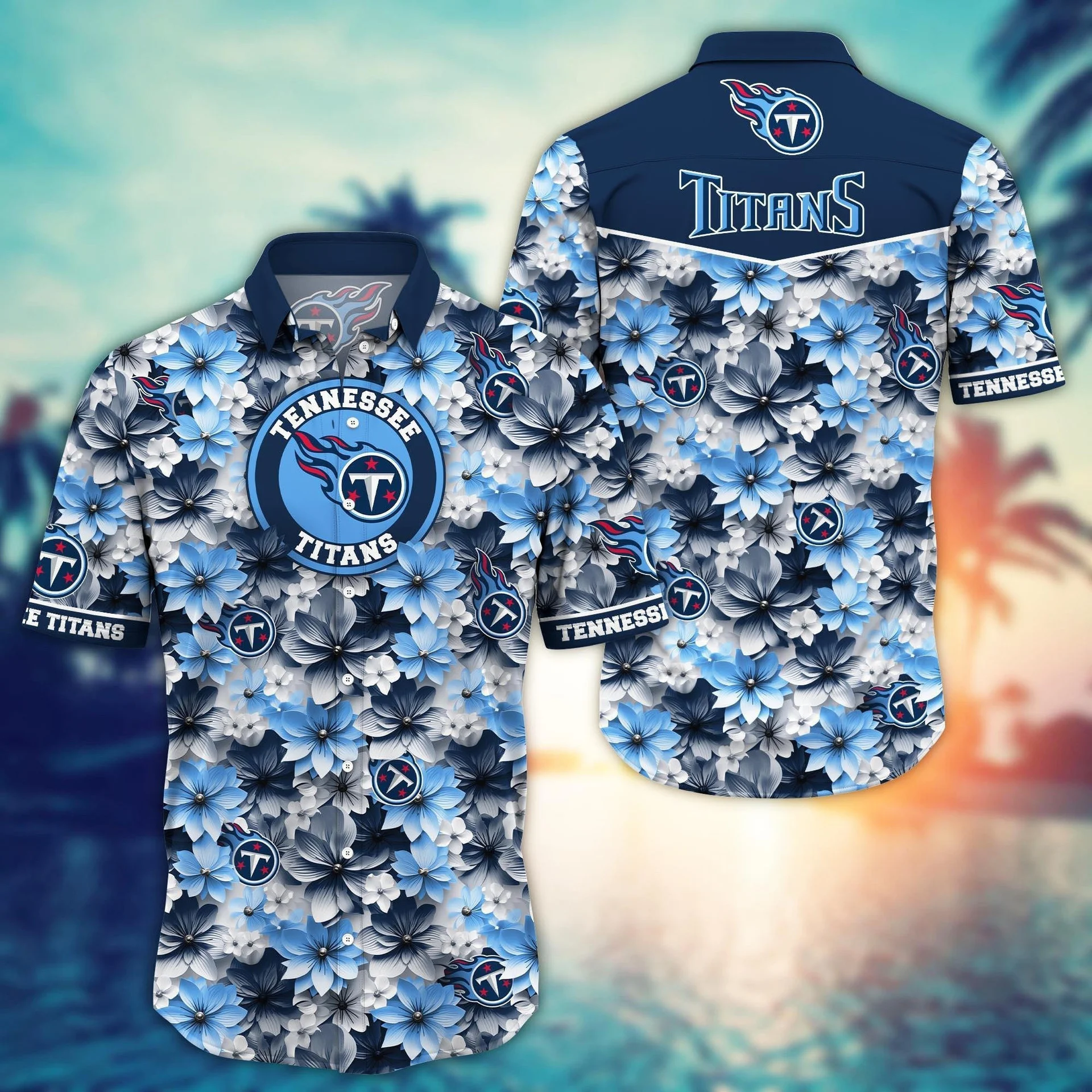 tennessee titans floral wave hawaiian shirt