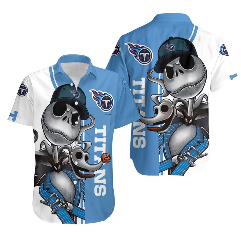 tennessee titans jack skellington and zero hawaiian shirt yrwzb