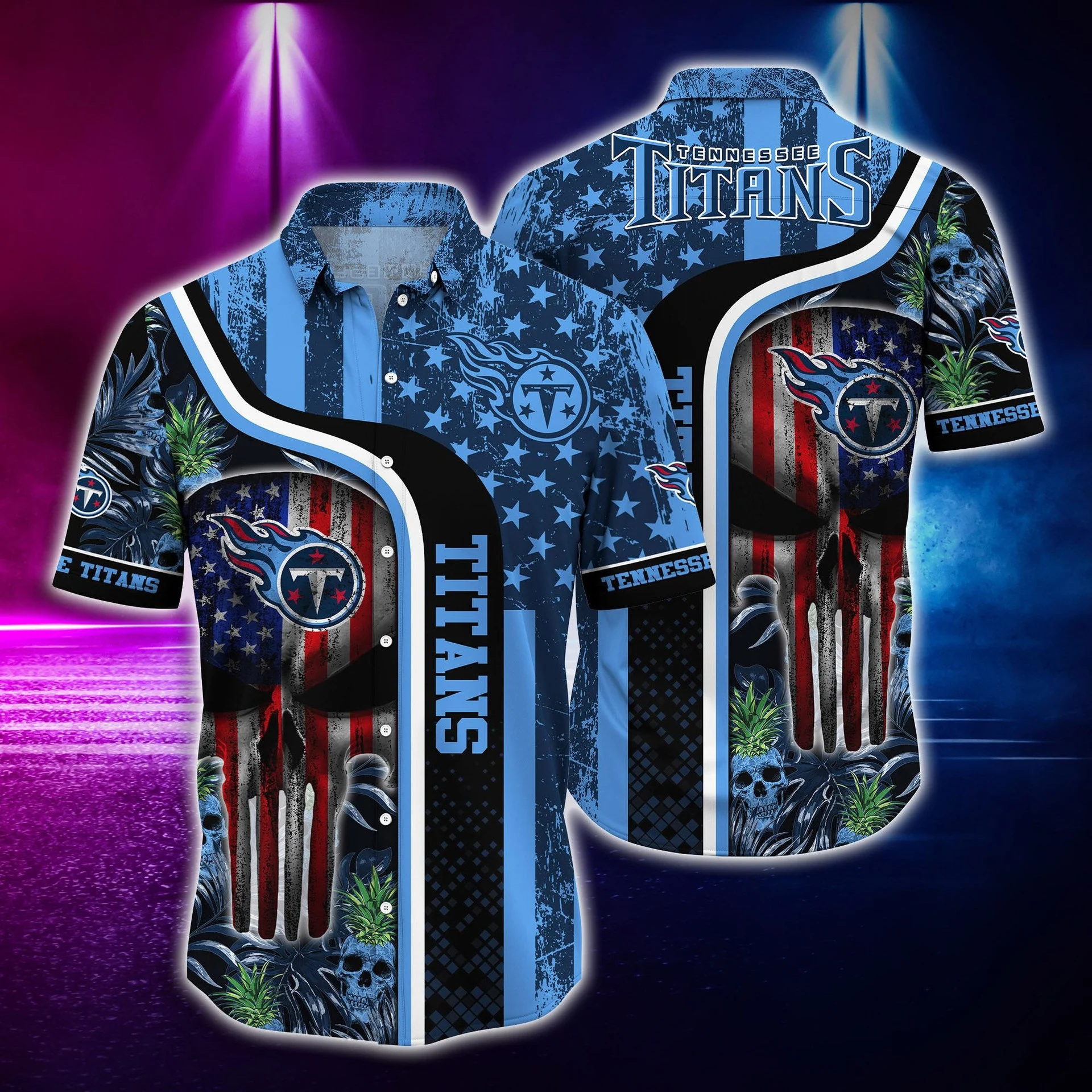 tennessee titans patriot skull hawaiian shirt ojsyy