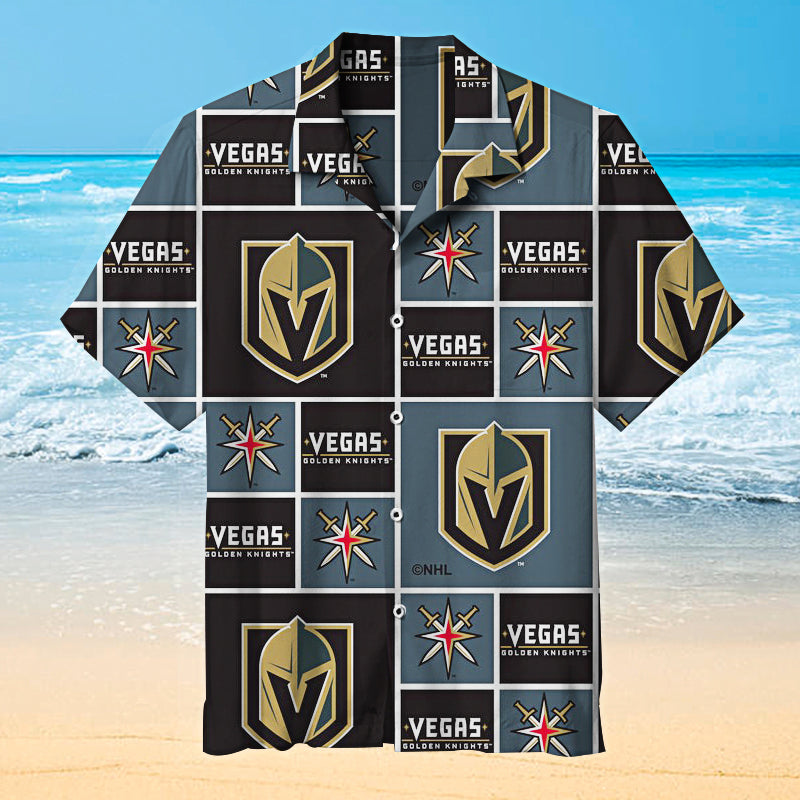 vegas golden knights logo grid hawaiian shirt i9tbc